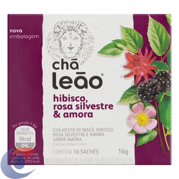 Chá Leão Premium Hibisco Rosa Silvestre & Amora 10 Sachês