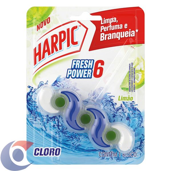 Bloco Sanitário Harpic Fresh Power 6 Com Cloro - Desinfeta E Branqueia