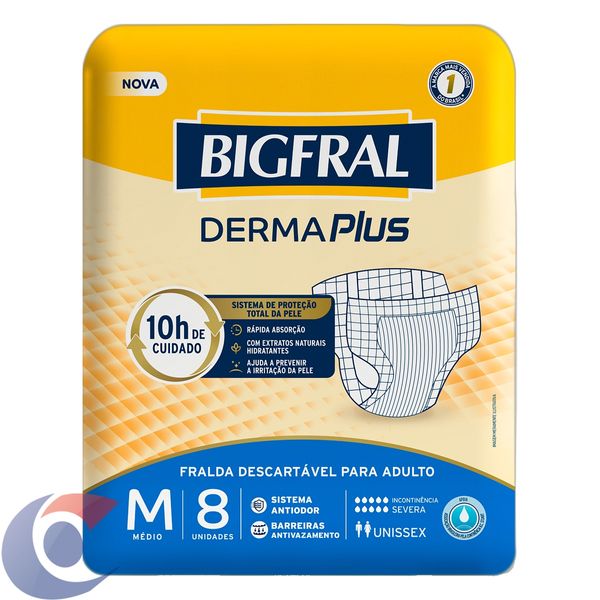 Fralda Geriatrica Bigfral Derma Plus M 8 Unidades