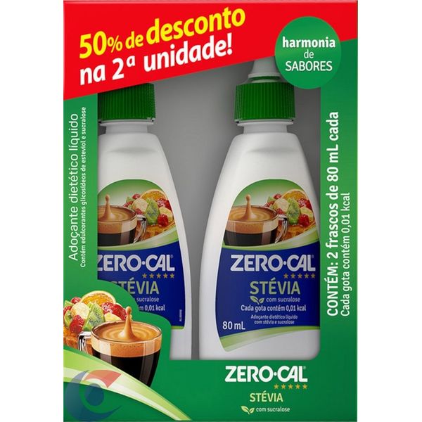 Adoçante Liquido Zero Cal Stevia Promoção 2x 80ml
