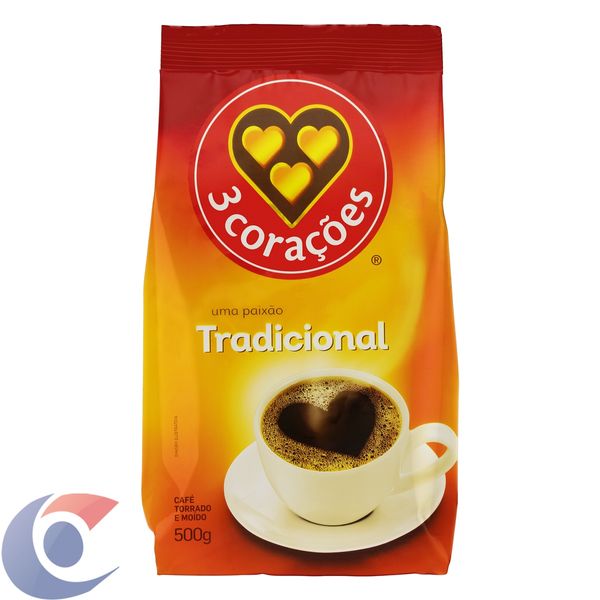 Café 3 Corações Torrado E Moído Tradicional Pacote 500g
