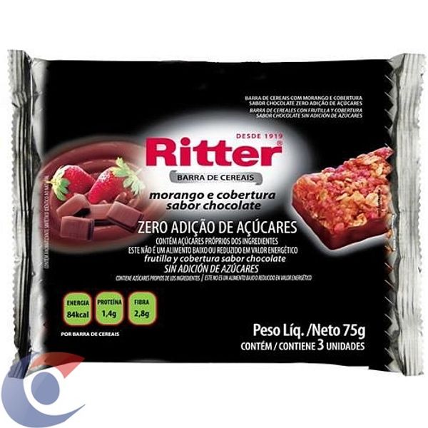Barra De Cereal Ritter Zero Açúcar Morango E Chocolate 75g