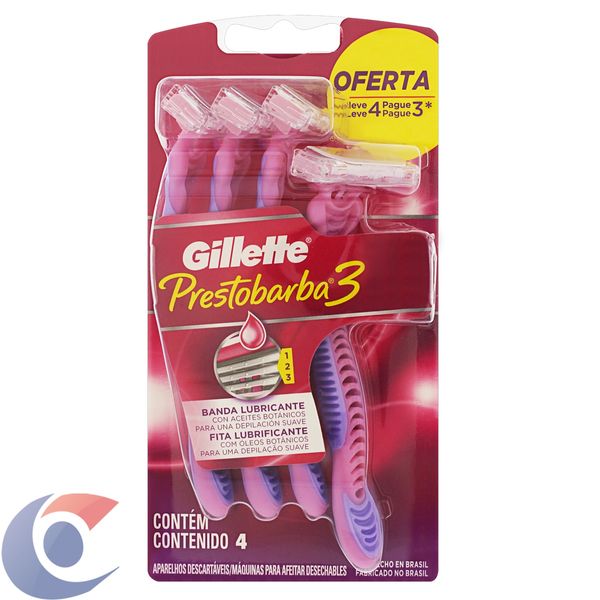 Aparelho De Depilação Gillette Prestobarba 3 Feminino - Leve 4 Pague 3