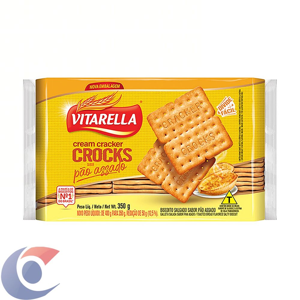 Biscoito Cream Cracker Vitarella Crocks Pão Assado 350g Carone