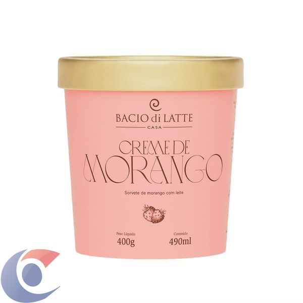 Sorvete Bacio Di Latte Creme Morango 490ml