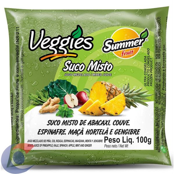 Polpa De Suco Misto Congelado Summer Fruit Veggies Abacaxi 100g
