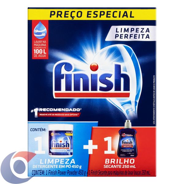 Kit Detergente Para Máquina Em Pó Finish 450g + Secante 250ml