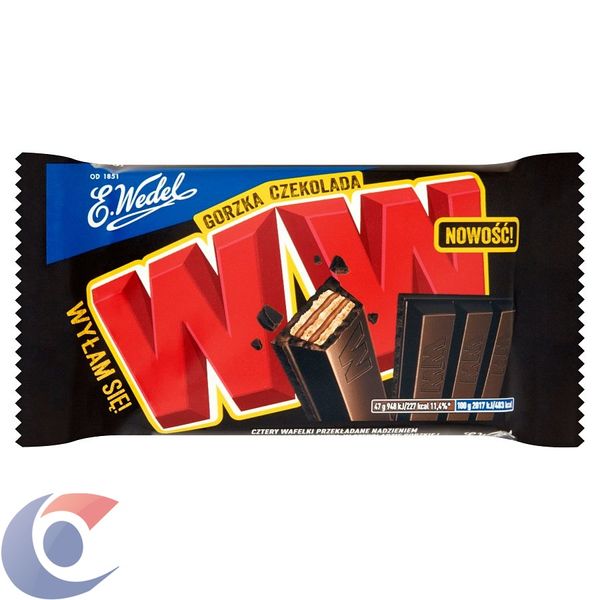 Barra De Chocolate Polonês Wafer Amendoim Cobertura De Chocolate Amargo E.Wedel 47g