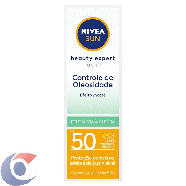 Protetor Solar Nivea Sun Beauty Expert Facial Pele Oleosa Fps 50 Com 50g