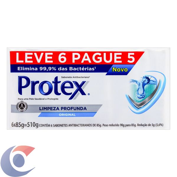 Sabonete Antibacteriano Em Barra Protex Limpeza Profunda 85g Leve 6, Pague 5