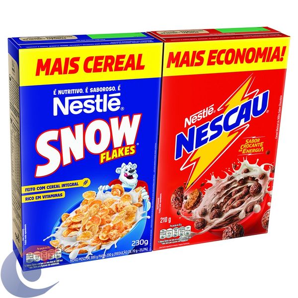 Kit Cereal Matinal Chocolate Nescau Mais Economia 210g + Snow Flakes 230g