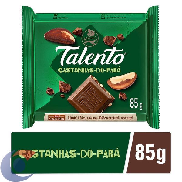 Chocolate Talento Ao Leite Com Castanha Do Pará 85g