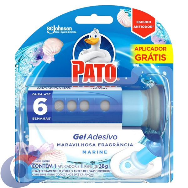 Desodorizador Sanitário Pato Gel Adesivo Aplicador + Refil Marine 6 Discos