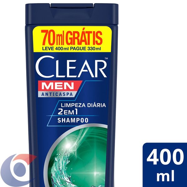 Shampoo Anticaspa Clear Men Limpeza Diária 2 Em 1 400 Ml