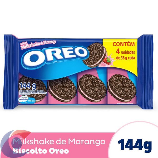 Biscoito Recheado Oreo Milkshake De Morango Multipack 144g