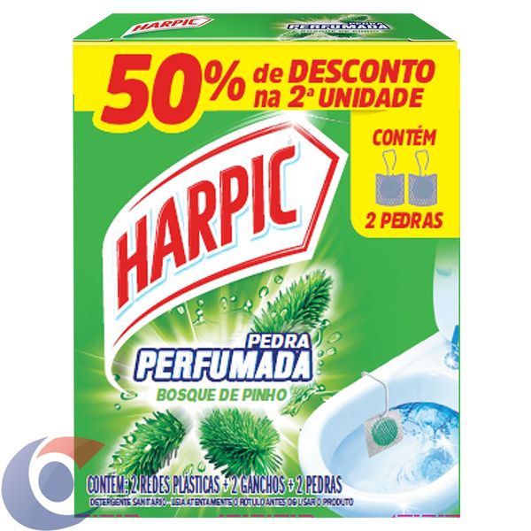 Pedra Sanitaria Perfumada Bosque De Pinho Harpic 2 Unidades 50% De Desconto