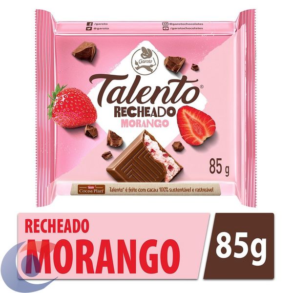 Chocolate Talento Tablete Recheado Morango 85g