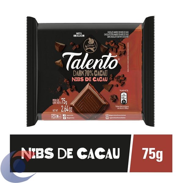 Chocolate Garoto Talento Dark Nibs De Cacau 75g