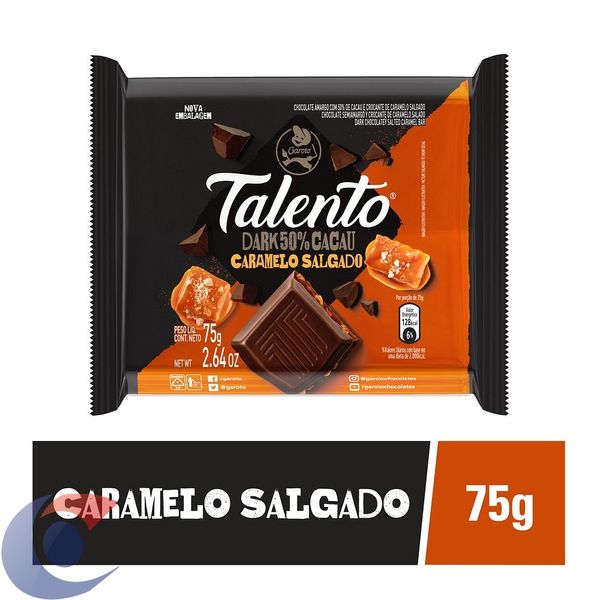 Chocolate Garoto Talento Dark Caramelo Salgado 75g