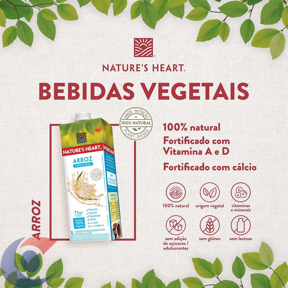 Bebida Vegetal Natures Heart Arroz 1l Carone 1054