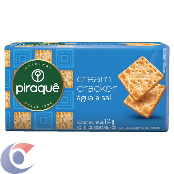 Biscoito Cream Cracker Piraquê Água E Sal 184g