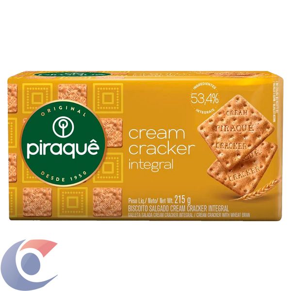Biscoito Cream Cracker Integral Piraquê Pacote 215g