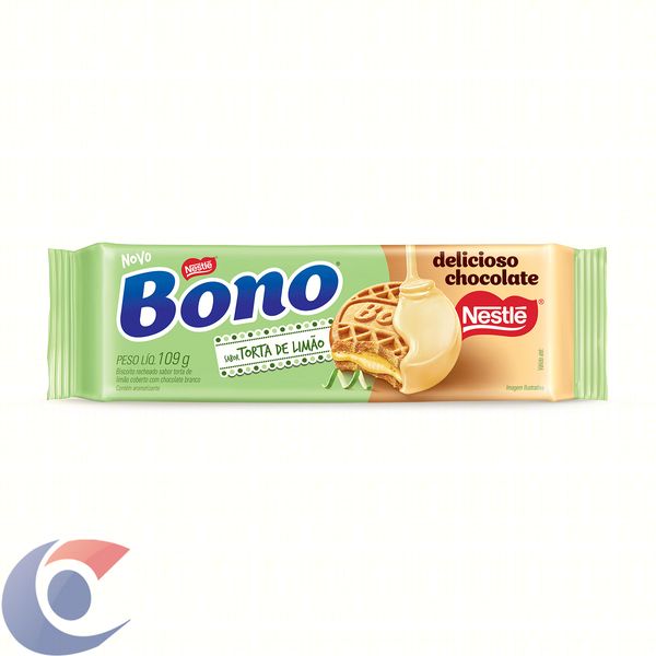 Biscoito Bono Recheado Torta De Limão Coberto Com Chocolate Branco 109g