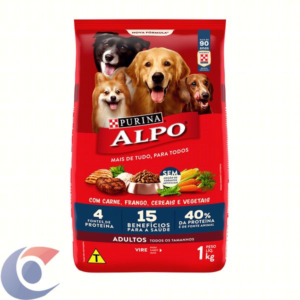Ração Alpo Cães Adultos Carne, Frango, Cereais E Vegetais 1kg