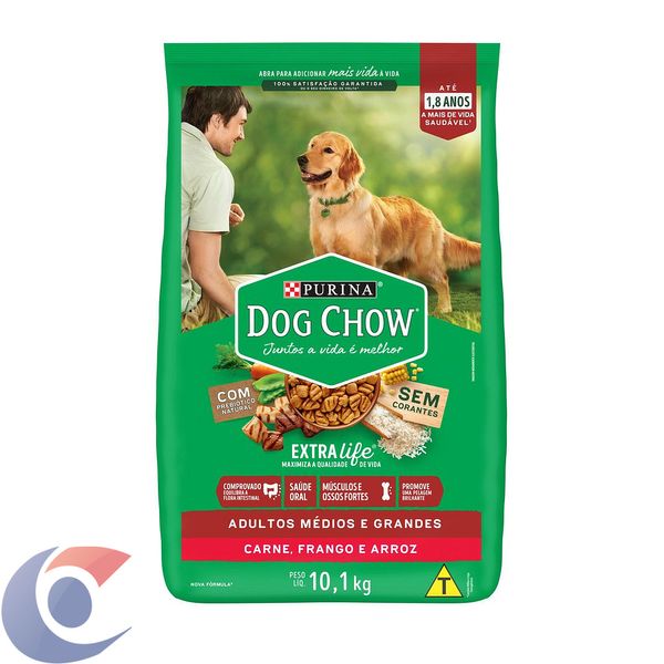 Ração Dog Chow Cães Adultos Médios E Grandes Carne, Frango E Arroz 10,1kg