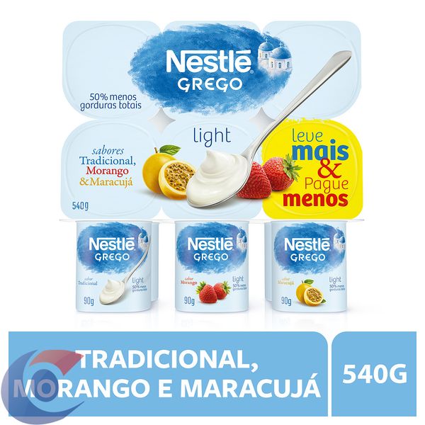 Iogurte Neslté Grego Light 3 Sabores 540g