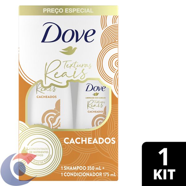 Kit Shampoo 350ml + Condicionador 175ml Dove Texturas Reais Cacheados