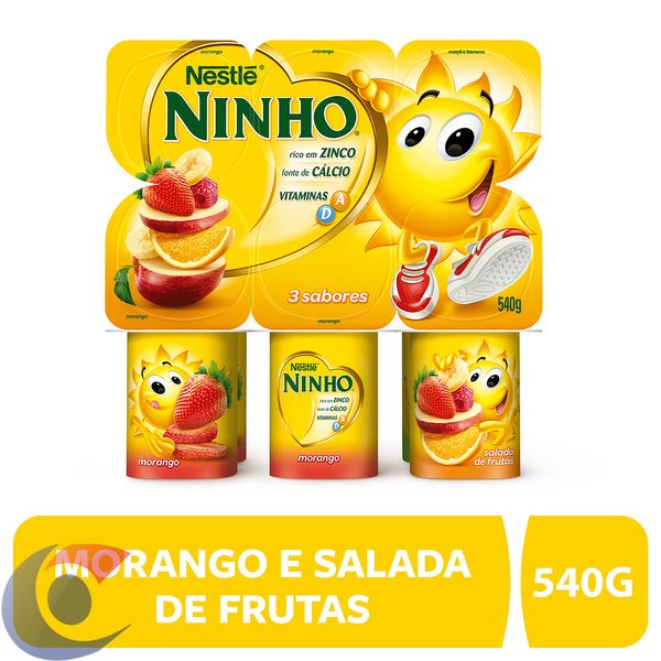 Nestlé Ninho® Iogurte Polpa De Morango, Salada De Frutas E Maçã Com Banana Com 6 Unidades 540g