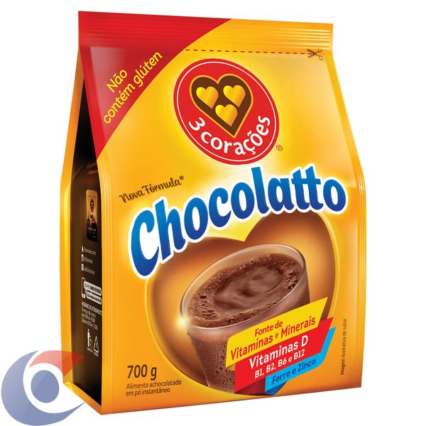 Achocolatado Em Pó 3 Corações Chocolatto 700g