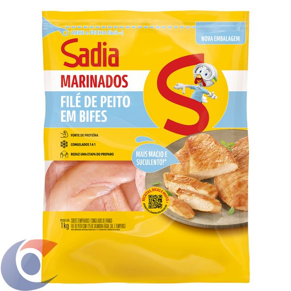Filé De Peito De Frango Temperado Congelado Sadia 1kg