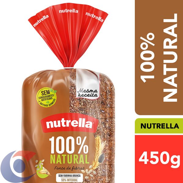 Pão De Forma 100% Integral Nutrella 450g