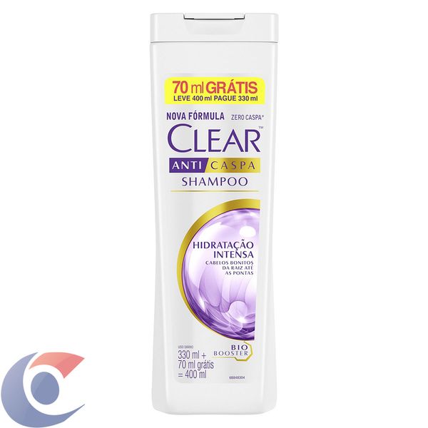 Shampoo Clear Women Anti Caspa Hidratação Intensa Leve 400ml Pague 330ml