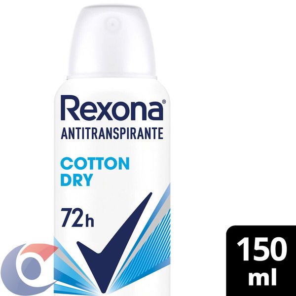 Desodorante Antitranspirante Aerosol Feminino Rexona Cotton Dry 72 Horas 150ml