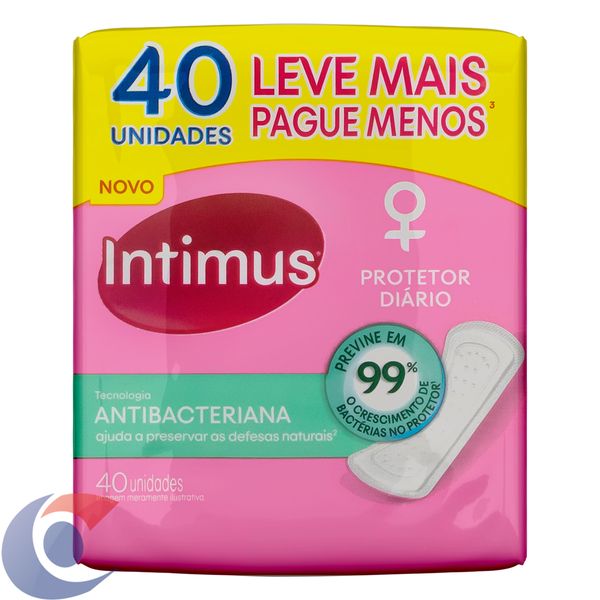 Protetor Diário Intimus Sem Abas Antibacteriano Leve 40, Pague 30