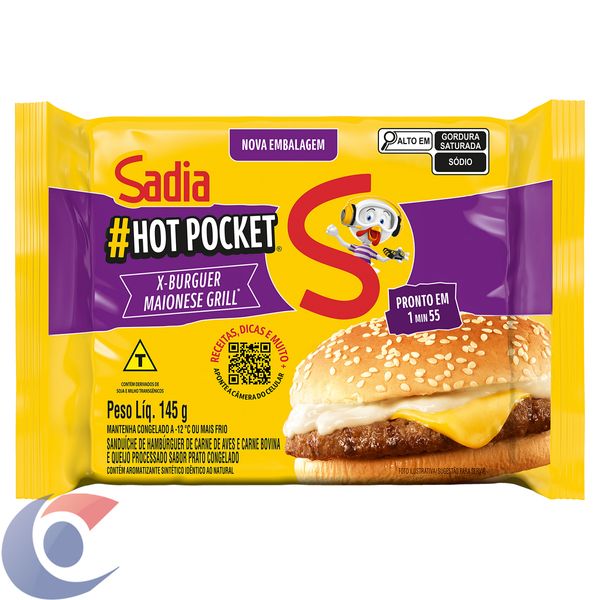 Sanduiche Sadia Congelado Hot Pocket X-Burguer Maionese Grill 145g