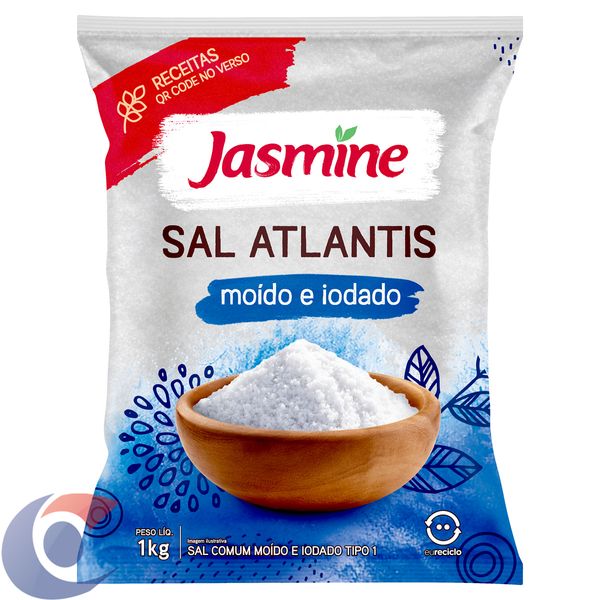 Sal Marinho Moído Integral Jasmine Atlantis Pacote 1kg
