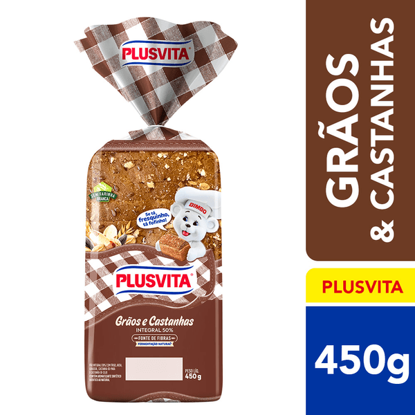 Pão De Forma Grãos E Castanhas Plusvita 450g