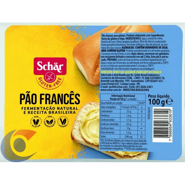 PAO-FRANCES-SCHAR-S-GLUT-LAC-100G