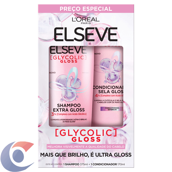KIT-SH375ML-COND170ML-LOREAL-ELSEVE-GLYCOLIC-GLOSS