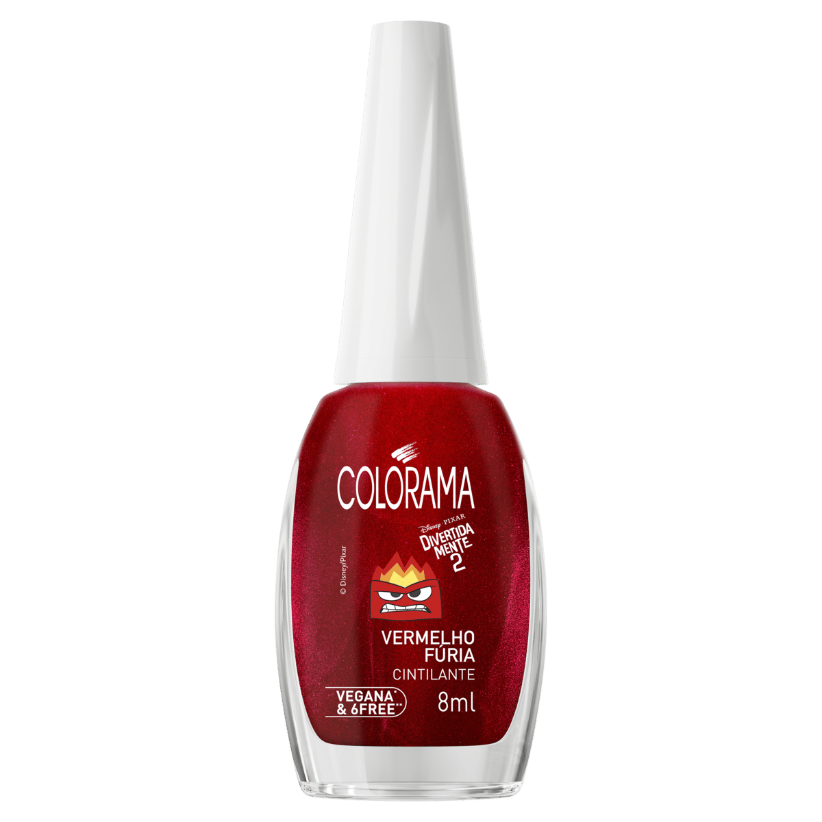 Esmalte Cintilante Vermelho Furia Divertida Mente 2 Colorama Frasco 8ml