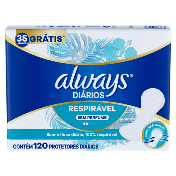 PROT-DIAR-ALWAYS-120UN-S-ABAS-RESPIRAVEL