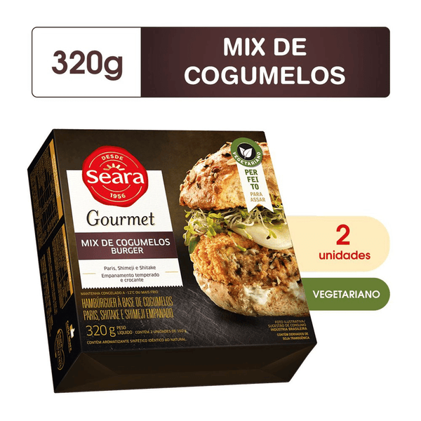 HAMB-SEARA-VEG-320G-MIX-COGUMELO-GOURM
