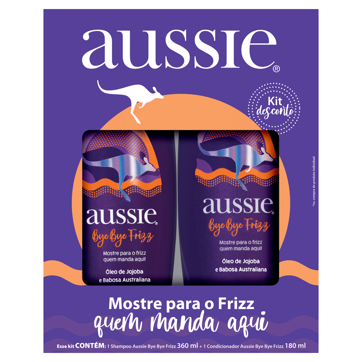 Kit Shampoo 360 Ml + Condicionador 180ml Aussie Bye Bye Frizz