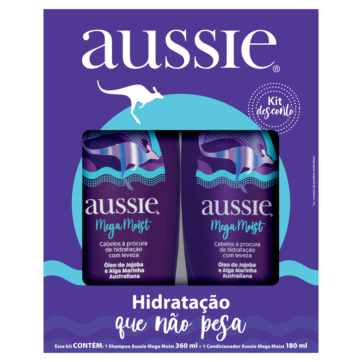 Kit Shampoo 360 Ml + Condicionador 180ml Aussie Mega Moist